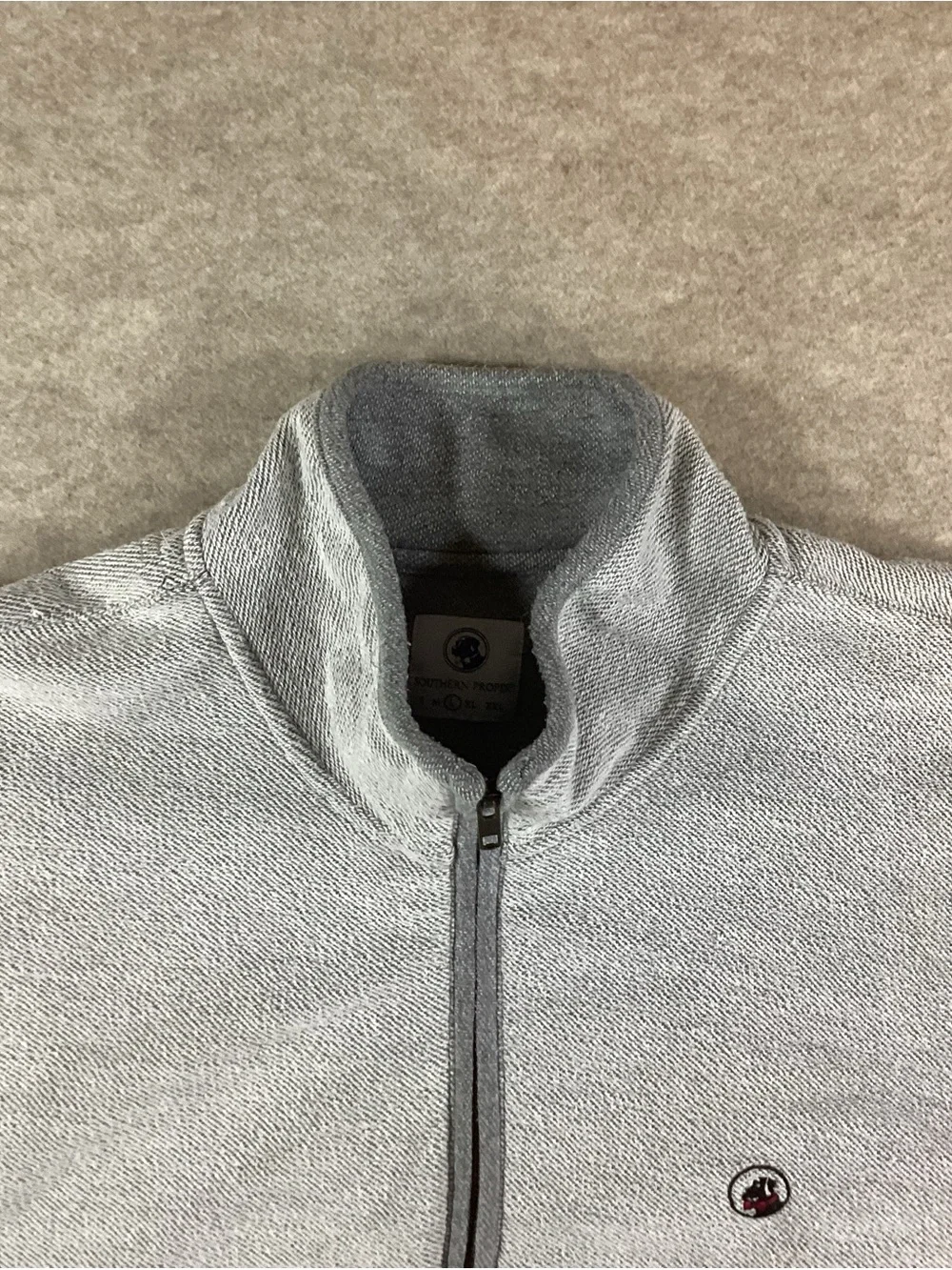 Southern Proper Light Heather Gray Quarter-Zip Sweater